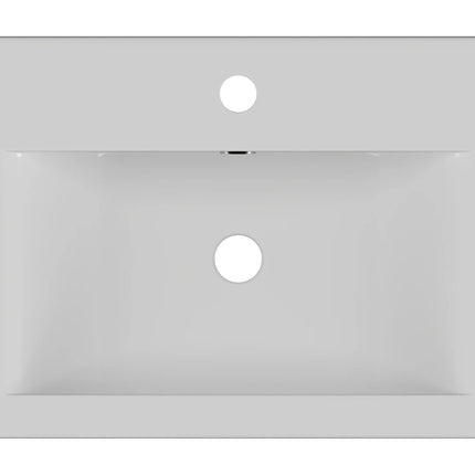 Vasque de salle de bain semi-encastrée brillante avec vasque rectangulaire - Blanc - 51,5 cm - Les Essentiels