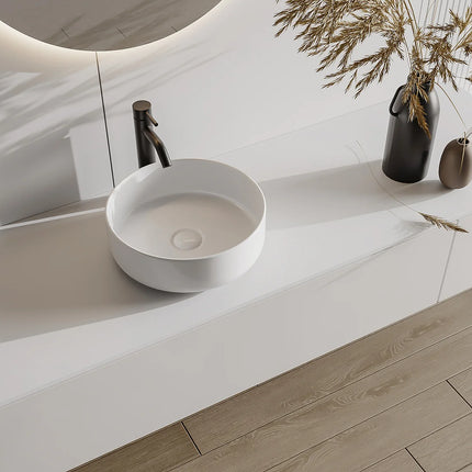 Vasque à poser ronde brillante en céramique - Blanc - 36 cm - Les Essentiels