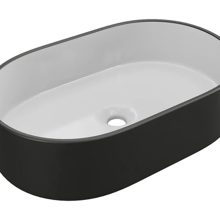 Vasque à poser finition mate avec vasque ovale - Blanc et noir - 56 cm - Les éphémères
