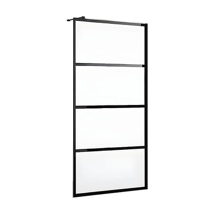 Paroi de douche à l'italienne style industriel finition sérigraphiée - noir mat - 140 cm - INAYA II