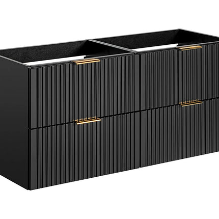 Meuble de salle de bain rainuré avec vasque à encastrer double - Noir - 120 cm - ZEVARA