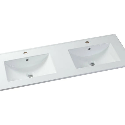 Meuble de salle de bain strié avec double vasque à encastrer - Noir - 120 cm - ZEVARA