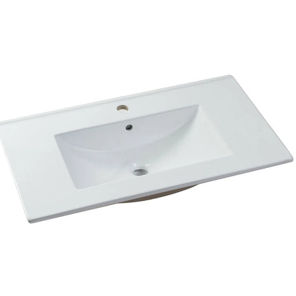 Meuble de salle de bain rainuré avec vasque à encastrer - Naturel clair - 80 cm - ZEVARA