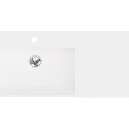 Plan vasque suspendu en solid surface mat avec vasque rectangulaire - Blanc - 90 cm - GANDAKI