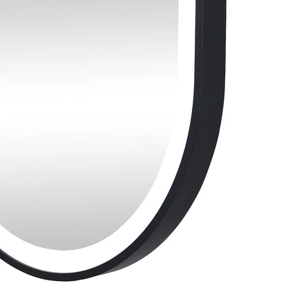 Miroir lumineux LED anti-buée avec cadre noir - 60 cm - ALARICO