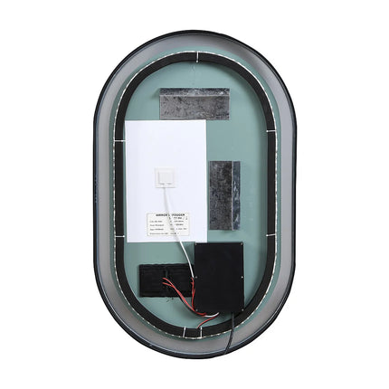 Miroir lumineux LED anti-buée avec cadre noir - 60 cm - ALARICO