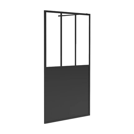 Paroi de douche style industriel avec barre de stabilisation ajustable - Noir mat - 100 cm - URBANIK