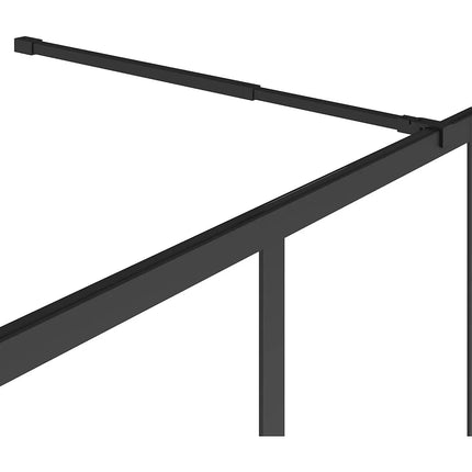 Paroi de douche style industriel avec barre de stabilisation ajustable - Noir mat - 100 cm - URBANIK