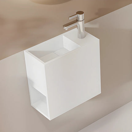 Lave-main suspendu avec vasque intégrée - blanc - 40 cm - PUMORI