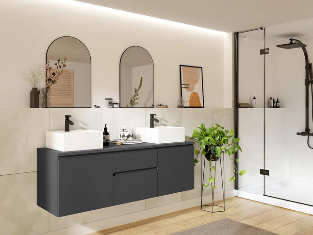 Meuble de salle de bain fonctionnel avec double vasque - Naturel clair - 150 cm - Good for Planet