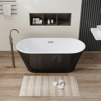 Baignoire îlot design - 150 x 70 x 58 cm - Noire - 201 L - TWIGGY
