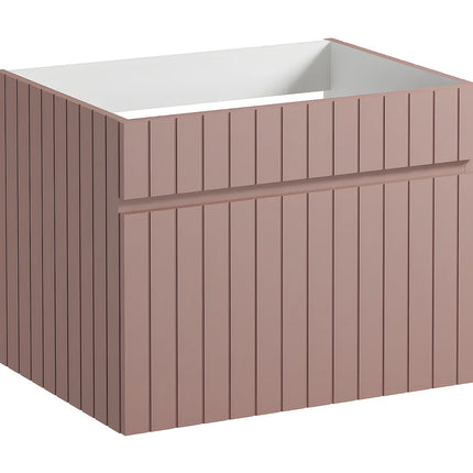 Meuble de salle de bain rainuré suspendu avec vasque à encastrer - Rose poudré - 60 cm - SATARA
