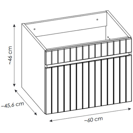 Meuble de salle de bain rainuré suspendu avec vasque à encastrer - Rose poudré - 60 cm - SATARA