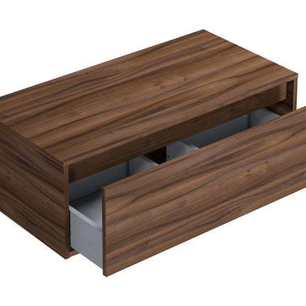 Meuble sous vasque suspendu avec tiroir push to open - Naturel foncé - 94 cm - TEANA II