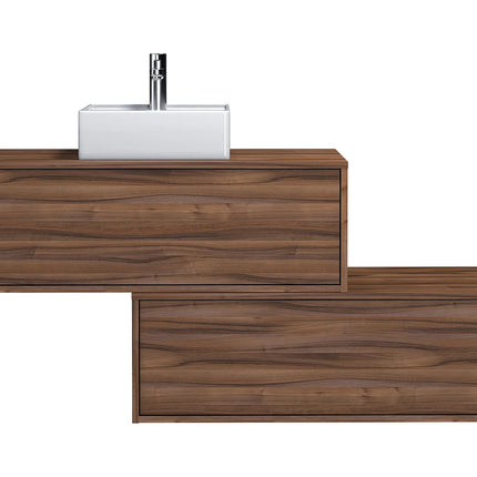 Meuble de salle de bain suspendu naturel foncé avec vasque carrée à poser - 94 cm - TEANA II