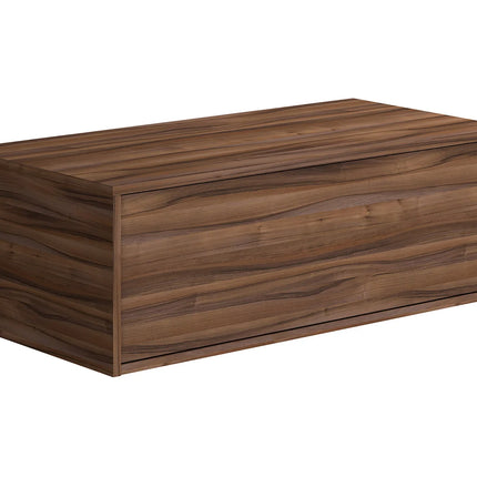 Meuble de salle de bain suspendu naturel foncé avec vasque carrée à poser - 94 cm - TEANA II