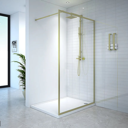 Paroi de douche à l'italienne finition dorée - 120 cm - AMBERI