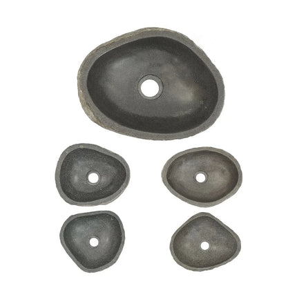 Lavabo ovale en pierre naturelle avec vasque ovale - Gris - 38 cm - DS CONCEPT