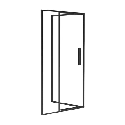 Paroi de douche avec porte battante style industriel finition noir mat - 120 cm - TORONI