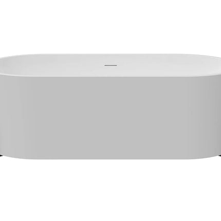 Baignoire ovale à poser finition brillante avec pieds aluminium - Blanc ou Noir - 160 cm - ALONSA