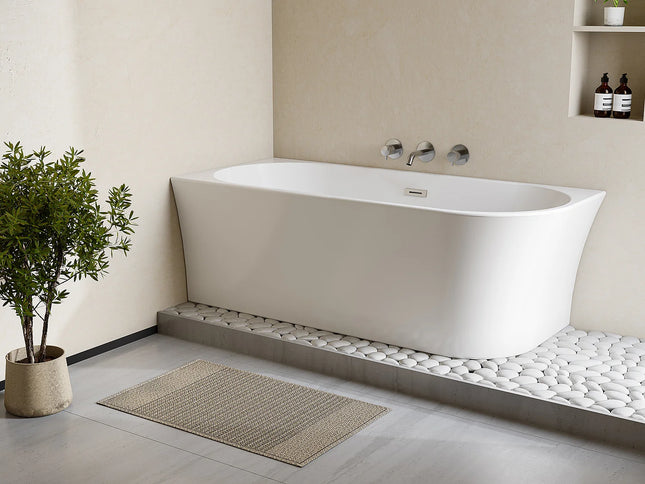 Baignoire d'angle asymétrique à poser - Blanc brillant - 150 cm - PONTICOLA