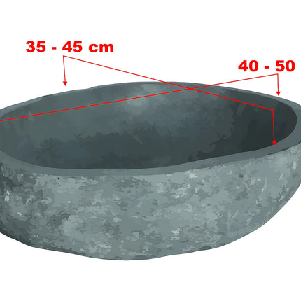 Vasque de salle de bain en pierre naturelle avec vasque asymétrique - Gris - 50 cm - WATU