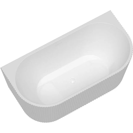 Baignoire semi îlot asymétrique texturée - Blanc - 80 cm - ZELINA