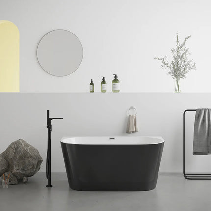Baignoire semi îlot design asymétrique finition brillante - Noir brillant - 180 cm - Les Éphémères