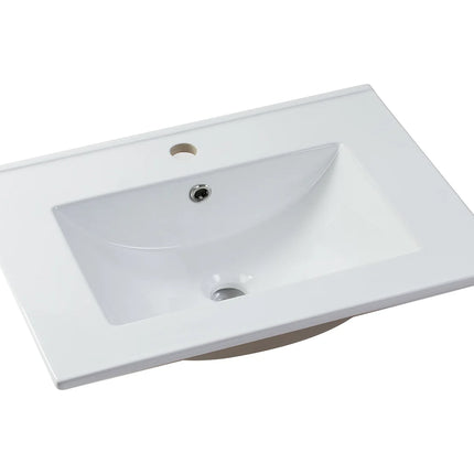 Vasque à encastrer finition polie brillante avec vasque rectangulaire - Blanc - 61 cm - MOTIAC