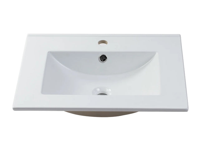 Vasque à encastrer finition polie brillante avec vasque rectangulaire - Blanc - 61 cm - MOTIAC