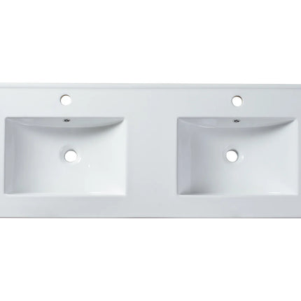 Vasque à encastrer rectangulaire brillante avec vasque intégrée - Blanc - 122 cm - MOTIAC
