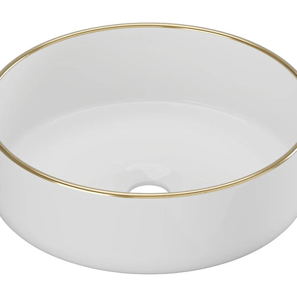 Vasque à poser ronde design épuré avec vasque en céramique - Blanc - 36 cm - LENISO II
