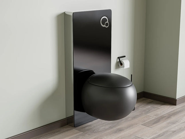Pack WC suspendu design arrondi avec bâti-support décoratif - blanc - 40 cm - HURO II