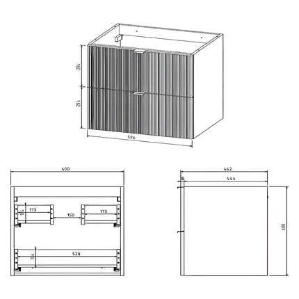 Meuble de salle de bain rainuré mat avec vasque à encastrer - Blanc - 60 cm - Good for Planet