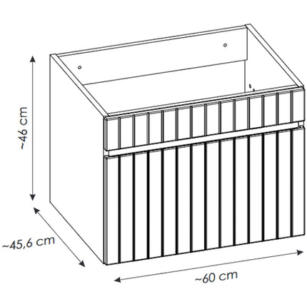 Meuble de salle de bain suspendu strié avec vasque à encastrer - Blanc - 60 cm - SATARA