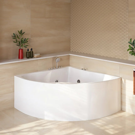 Baignoire balnéo d'angle avec système de massage hydromassant - Blanc - 135 cm - AGYNESS