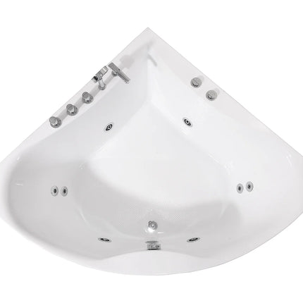 Baignoire balnéo d'angle avec système de massage hydromassant - Blanc - 135 cm - AGYNESS