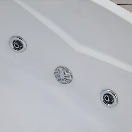 Baignoire balnéo d'angle gauche avec système de cascade - Blanc - 150 cm - AGLENA