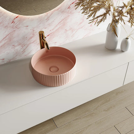 Vasque à poser ronde avec finition mate texturée - Rose - 36 cm - PEDARA