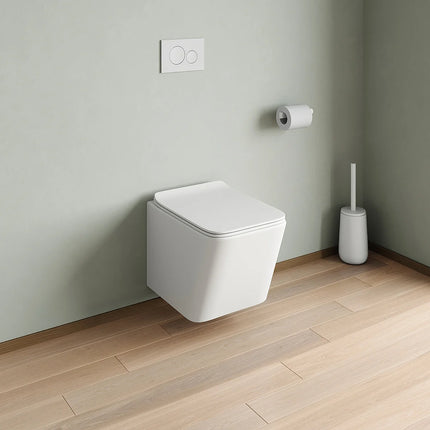 WC suspendu sans bride finition mate avec abattant frein de chute - noir mat - 35,5 cm - Les Essentiels CLEMONA