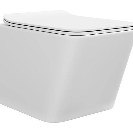 Pack WC suspendu sans bride blanc mat avec bâti-support et plaque de déclenchement blanche - 35,5 cm - Les Essentiels