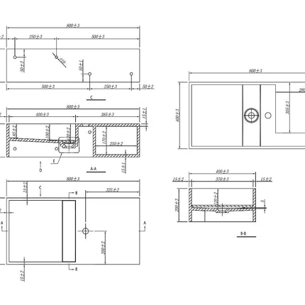 Plan vasque suspendu mat avec niche - Blanc - 80 cm - GOYOKO