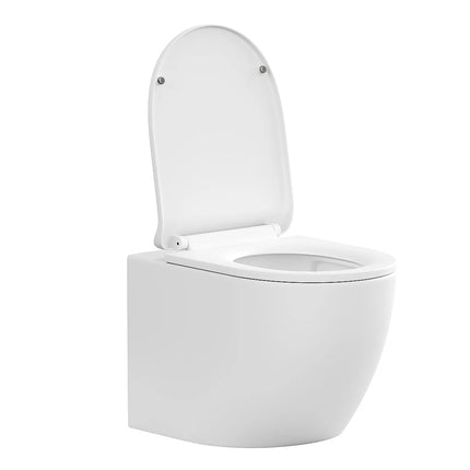 WC suspendu sans bride avec bâti-support et plaque de déclenchement - Blanc mat - 36 cm - Les Essentiels