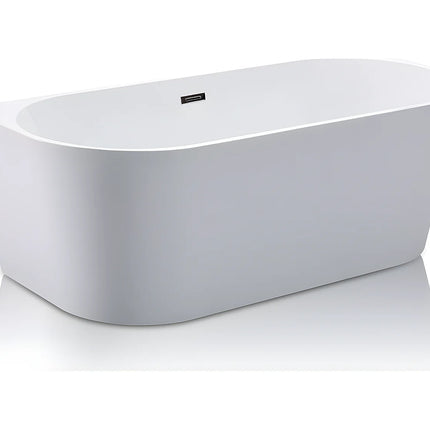 Baignoire semi îlot asymétrique brillante - Blanche - 149,5 cm - DIVINA