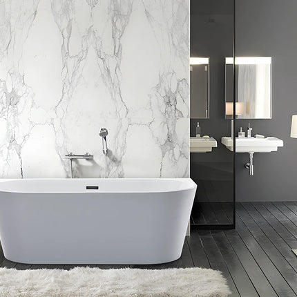 Baignoire semi îlot asymétrique brillante - Blanche - 149,5 cm - DIVINA