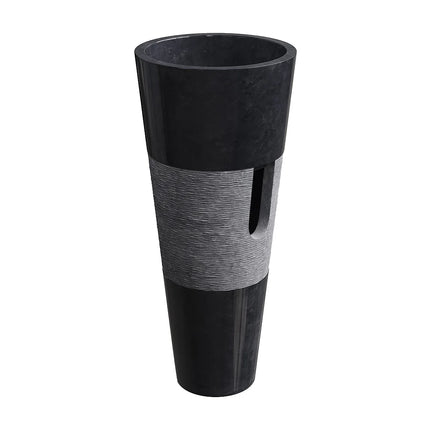 Vasque sur pied en marbre noir strié - L40 cm - Collection Les éphémères