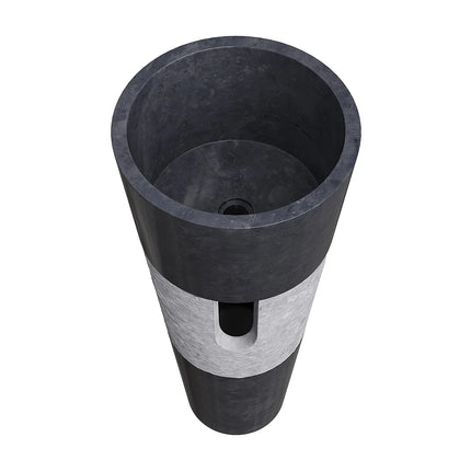 Vasque sur pied en marbre noir strié - L40 cm - Collection Les éphémères