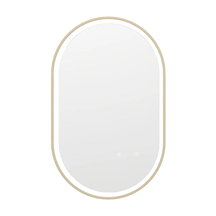 Miroir lumineux ovale avec éclairage LED - doré - 50 cm - Les Astucieux