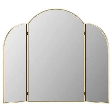 Miroir barbier métal doré avec 3 vantaux articulés - Doré - 85 cm - QIANA