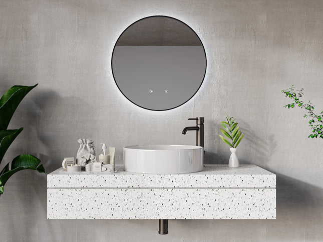 Miroir lumineux rond avec LED et anti-buée - Doré - 60 cm - Les Astucieux